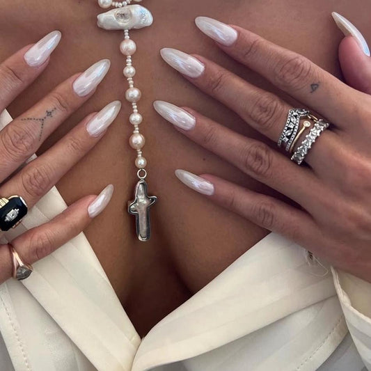 PANSYTRACY Almond Moonlight Cream Classic Press-on Nails - PANSYTRACY