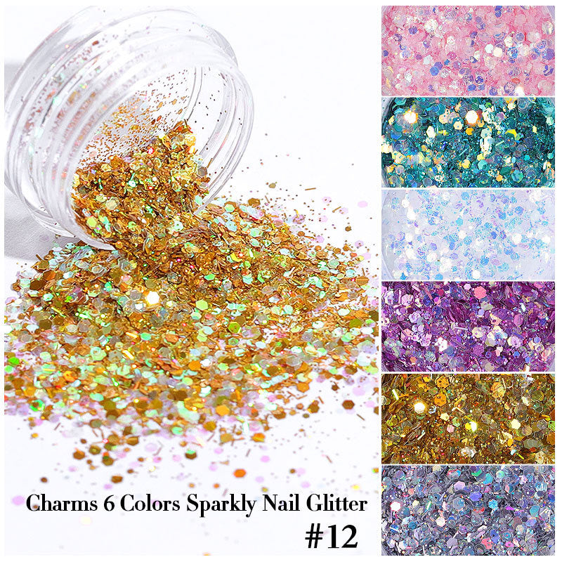 Charms 6 Colors Sparkly Nail Glitter Set - Pansytracy