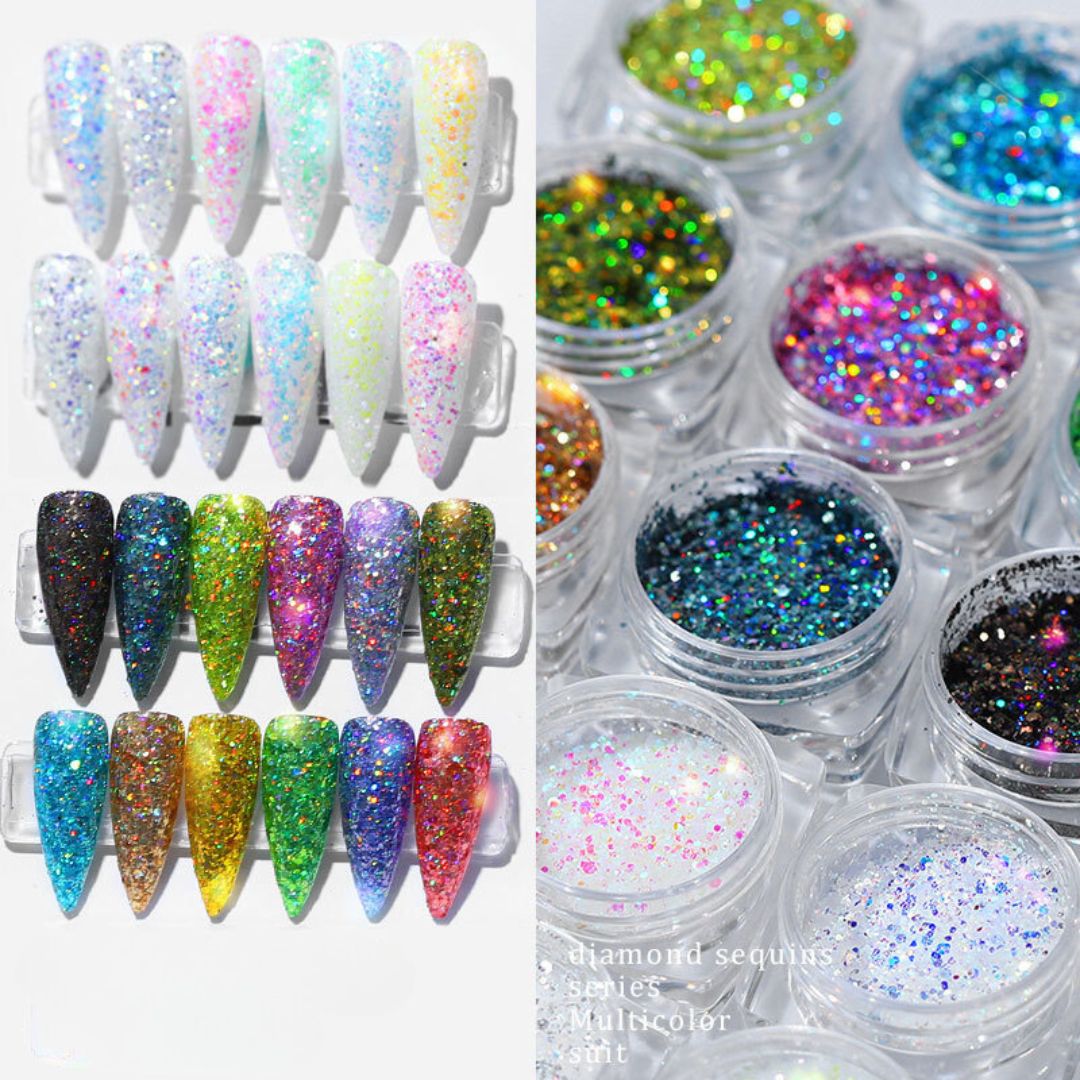 Nail Art Laser Glitter Sequins 12 Colors Light - Pansytracy