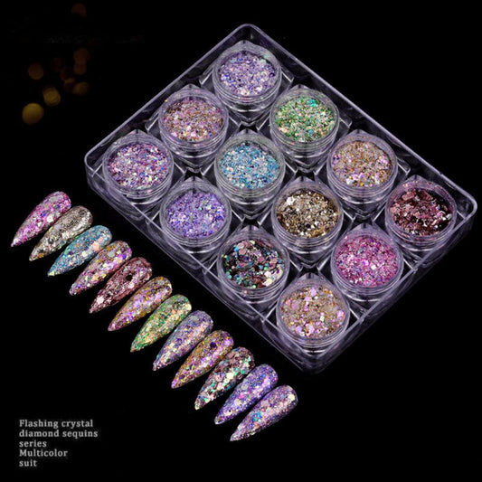 Nail Art Laser Glitter Sequins 12 Colors Light - Pansytracy