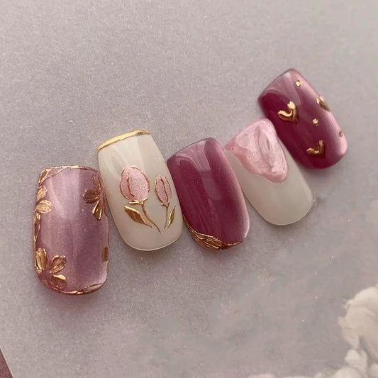 Wearable Nails Begonia Cat's Eye