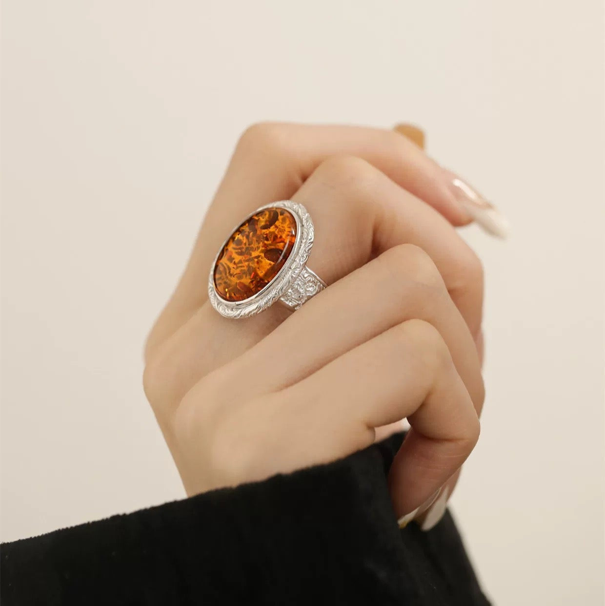 PANSYTRACY S925 Silver Flower Purple Open End Ring for Women - Pansytracy