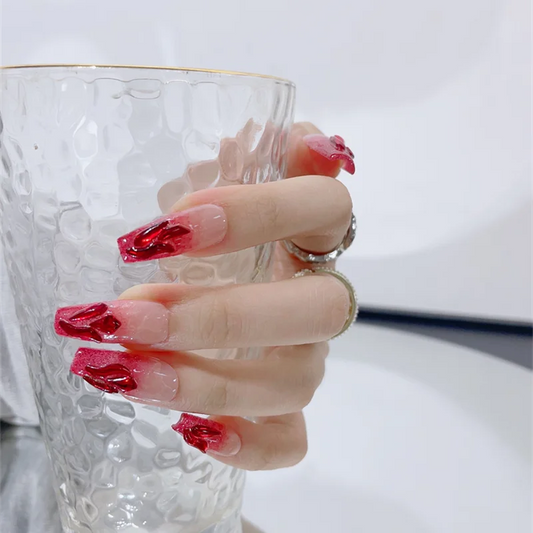 Handmade Fake Nails Press on Luxury False Nails Full Cover Square - Pansytracy