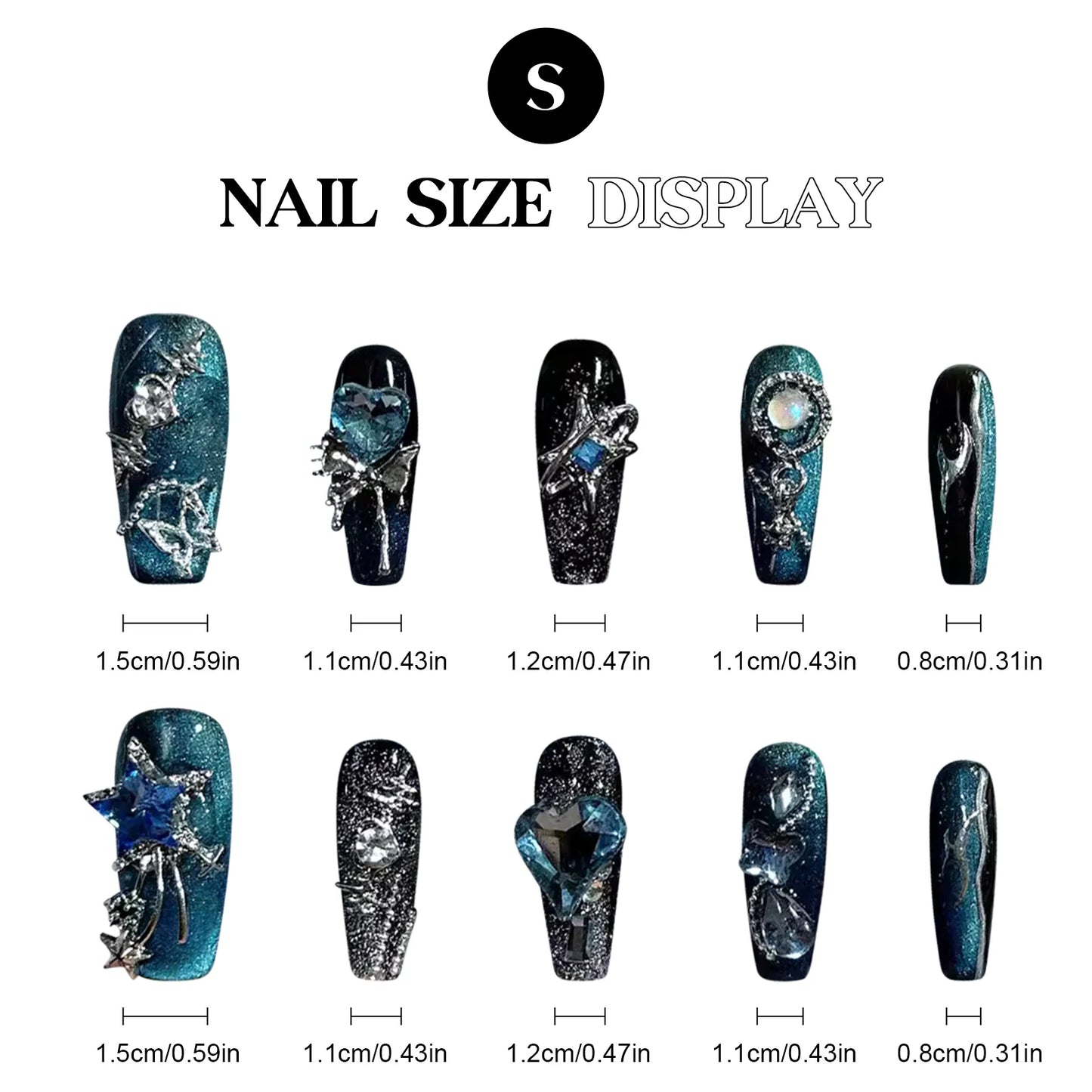 Handmade Black Long Press on Nails for Fingernail DIY Decoration - Pansytracy