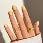 Elegant Yellow Glow - Simple Nude Short Square Press-On Nails with Jelly Nail Glue - Pansytracy