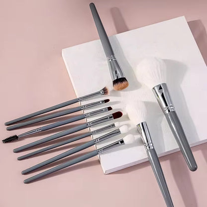 10Pcs Gray Makeup Brush with Bag Set