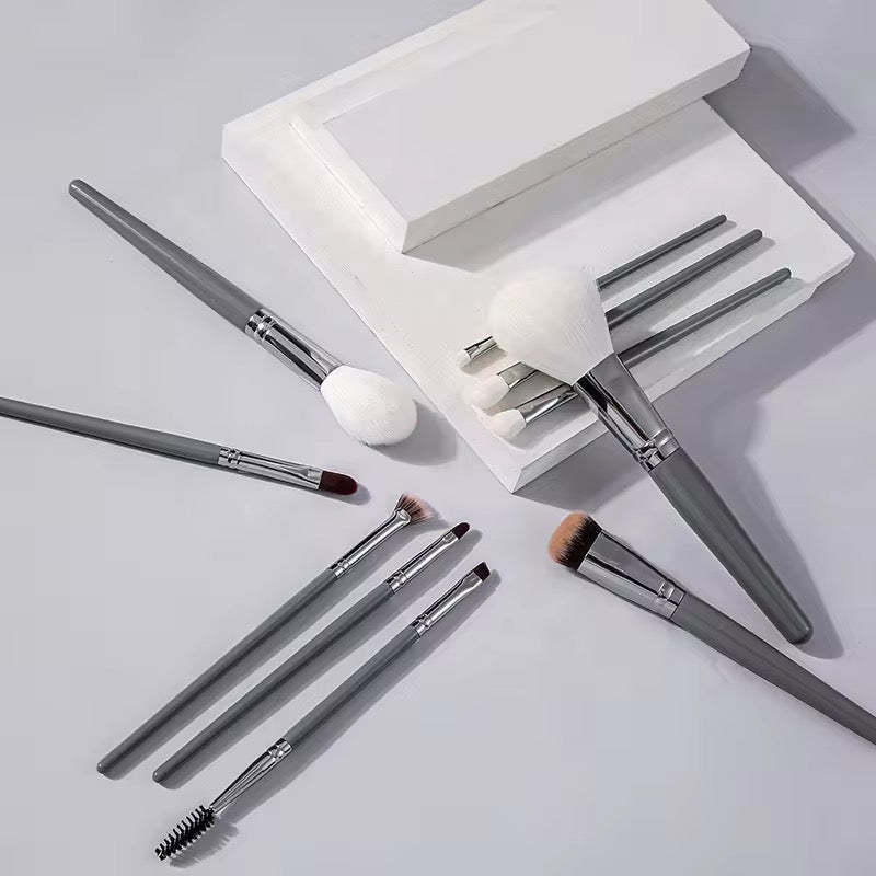 10Pcs Gray Makeup Brush with Bag Set