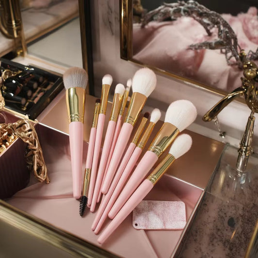 10Pcs Pink Glitter Makeup Brush - PANSYTRACY