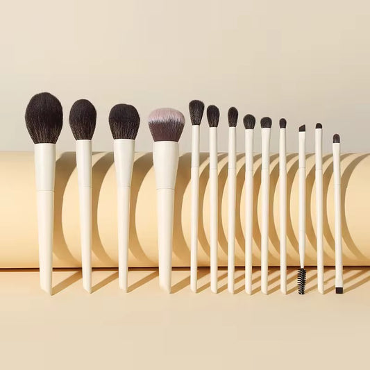 13Pcs Beige Puffy Luxury Makeup Brush