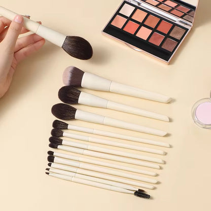 13Pcs Beige Puffy Luxury Makeup Brush