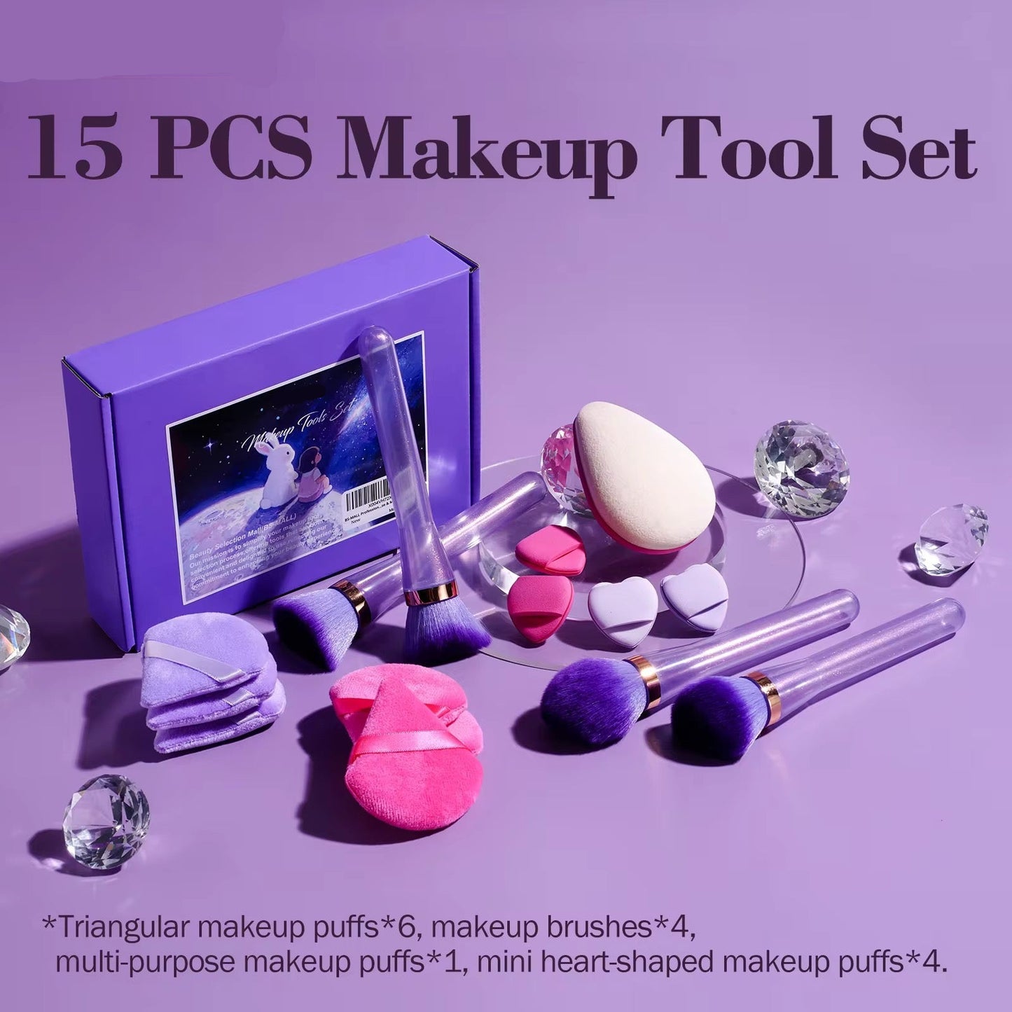 15Pcs Face Makeup Tool Set