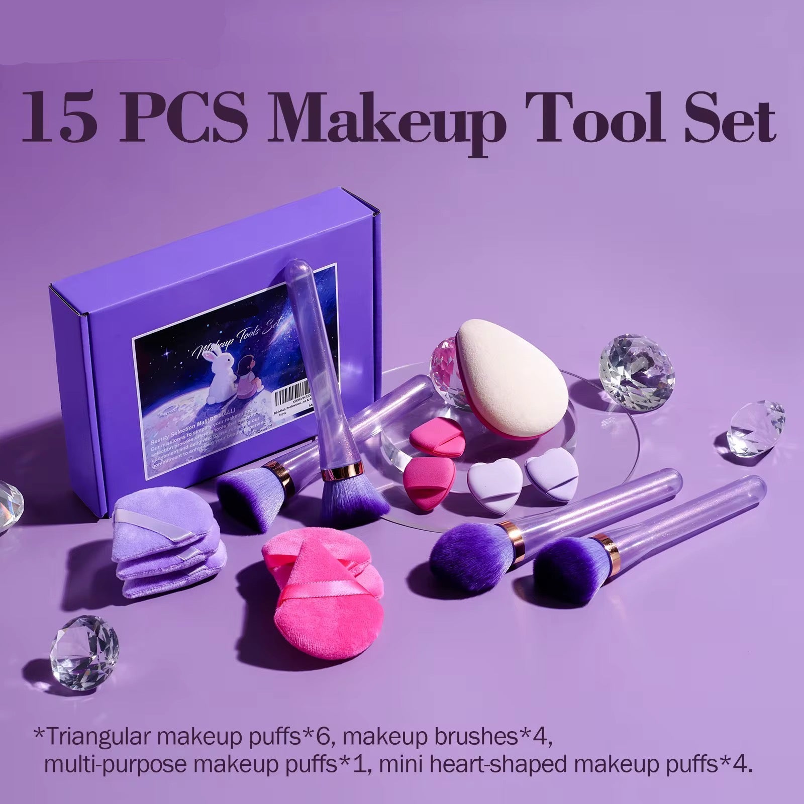 15Pcs Face Makeup Tool Set