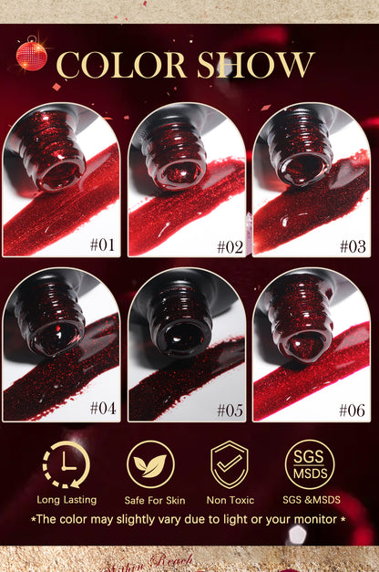 6 Colors 15ML Red Cat Eye Gel Polish Set - PANSYTRACY