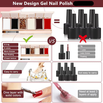 6 Colors Nail Gel Polish - PANSYTRACY