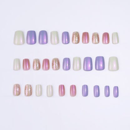 Dopamine Color -Ice Transparency Press On Nails Kit Short Wearable Nail Set - Pansytracy
