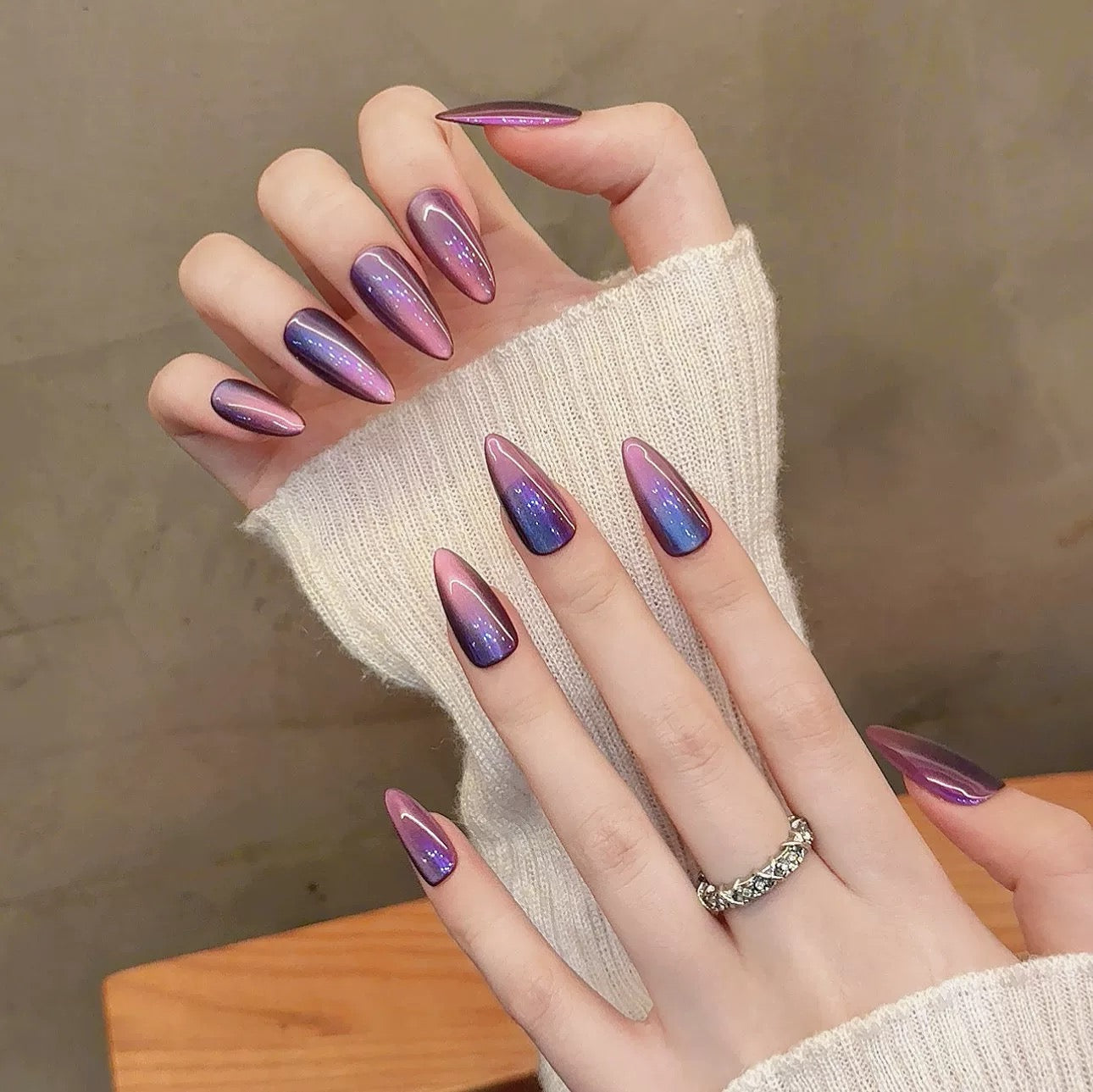Handmade Press-on Armor Purple Cat's Eye - PANSYTRACY