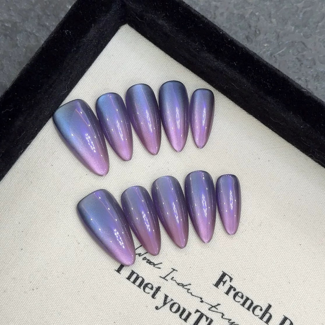 Handmade Press-on Armor Purple Cat's Eye - PANSYTRACY