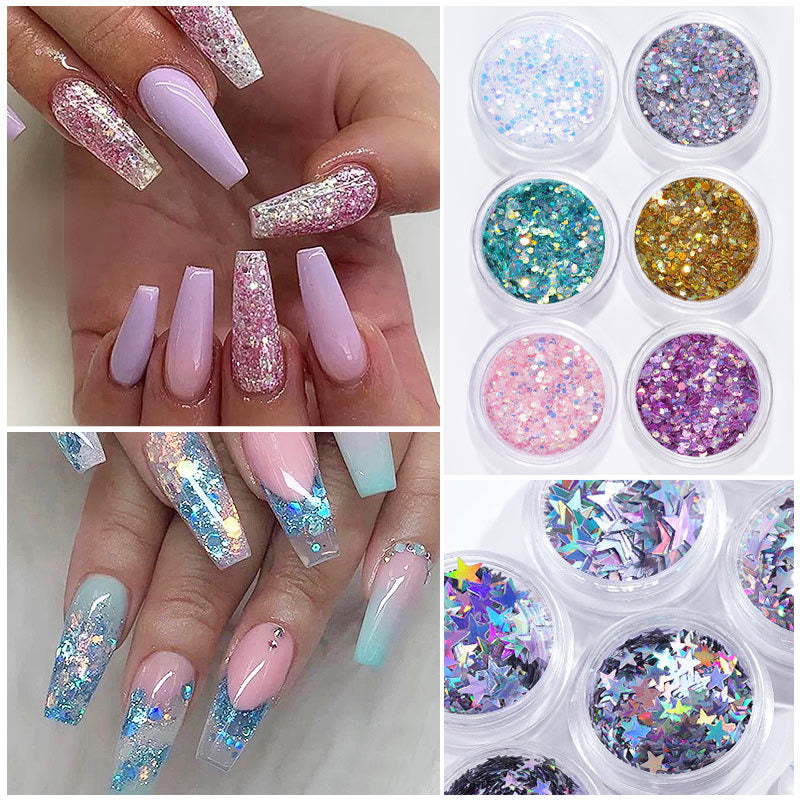 Charms 6 Colors Sparkly Nail Glitter Set - Pansytracy