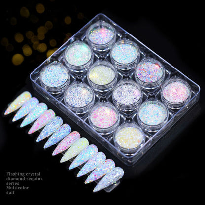 Nail Art Laser Glitter Sequins 12 Colors Light - Pansytracy