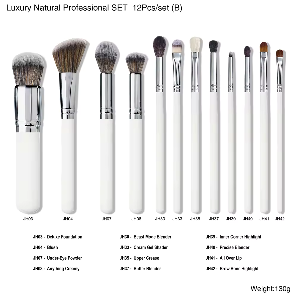 Premium Professional Makeup Brush Set Goat Hair Wooden Handle