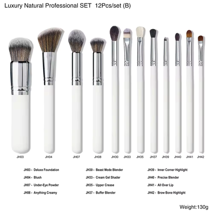 Premium Professional Makeup Brush Set Goat Hair Wooden Handle