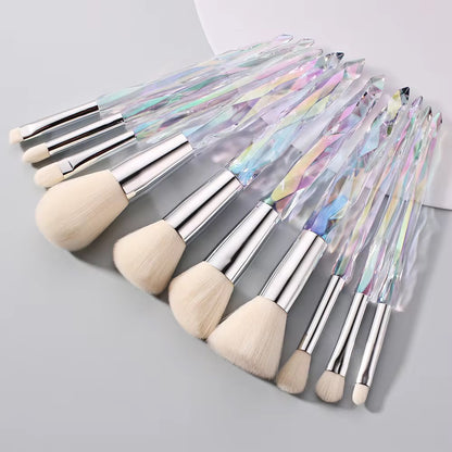 PANSYTRACY 10Pcs Makeup Brush Set Geometric Brilliance
