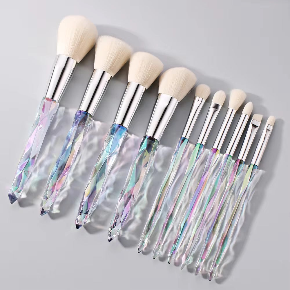 PANSYTRACY 10Pcs Makeup Brush Set Geometric Brilliance