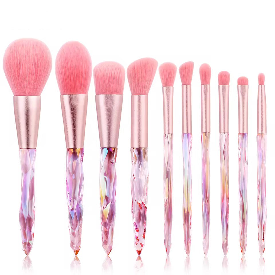 PANSYTRACY 10Pcs Makeup Brush Set Geometric Brilliance