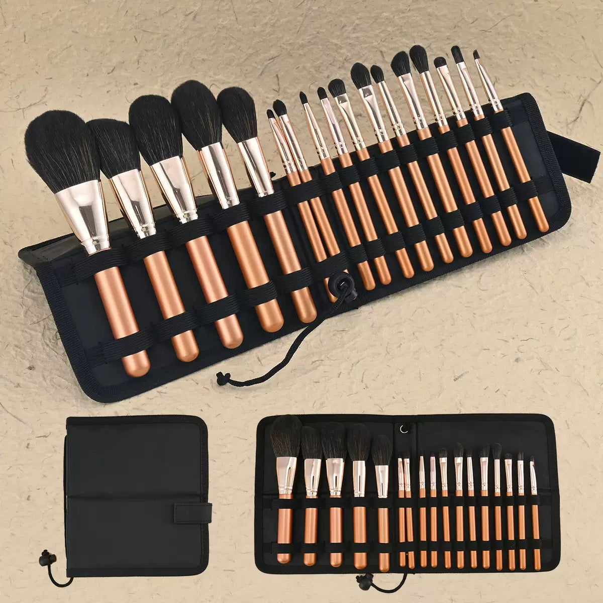 PANSYTRACY 17-Piece Makeup Brush Set Loose Powder Blush Contour and Eyeshadow Brushes