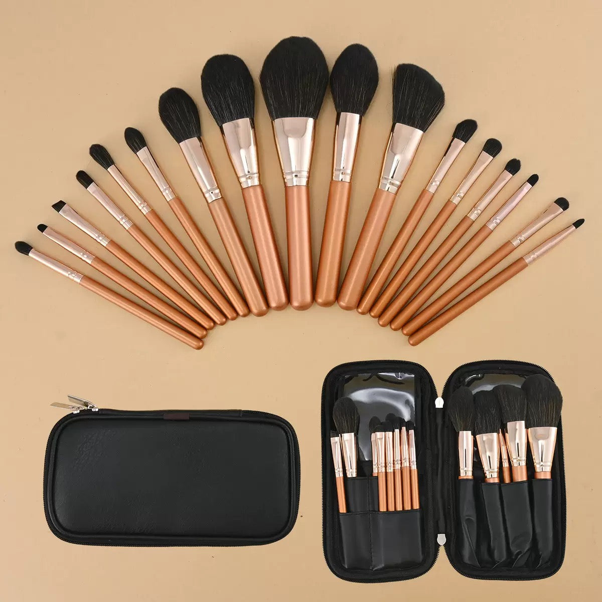 PANSYTRACY 17-Piece Makeup Brush Set Loose Powder Blush Contour and Eyeshadow Brushes