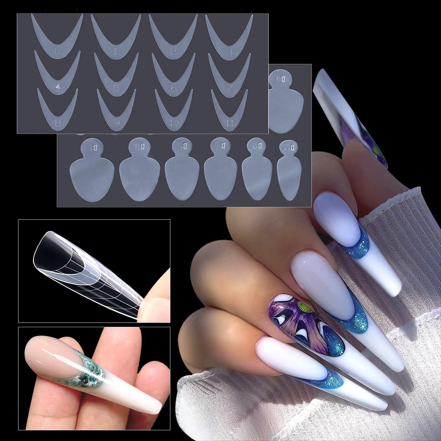PANSYTRACY Nail Art Crystal Nail Film Molds 12 Pieces - Pansytracy