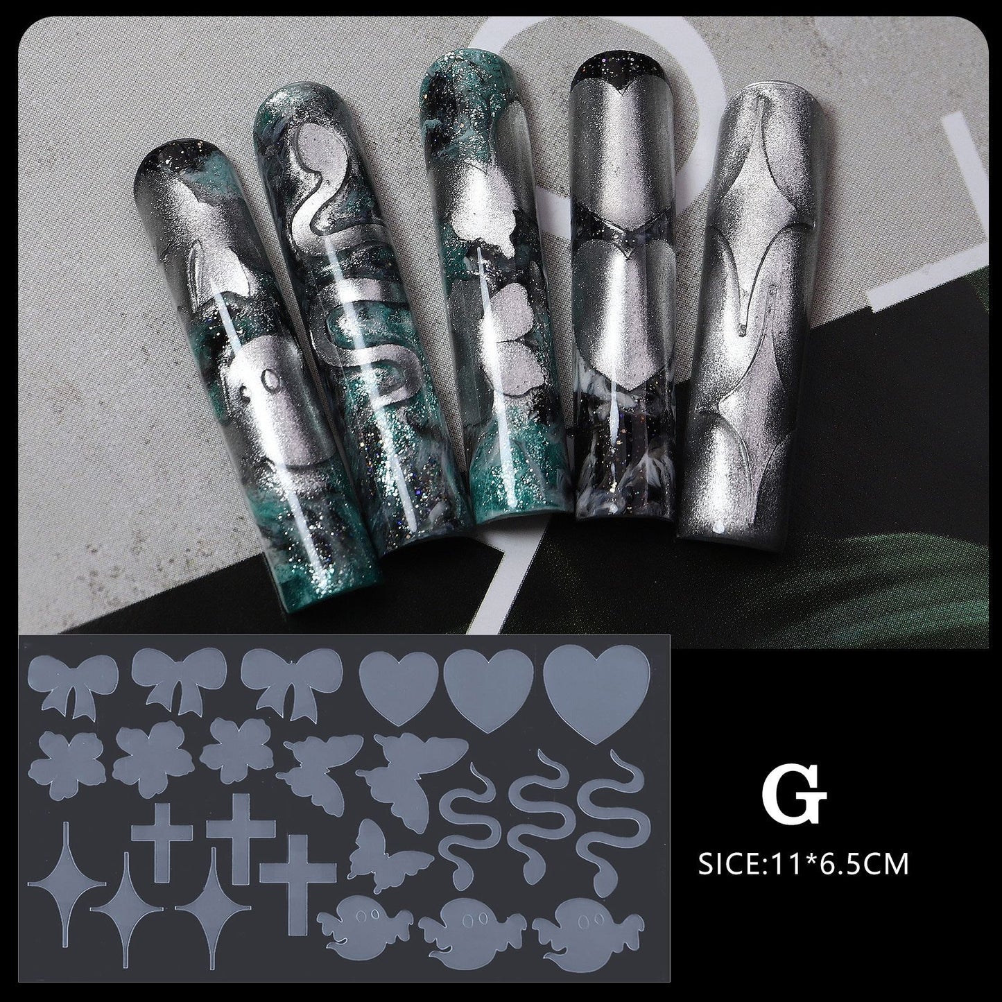 PANSYTRACY Nail Art Crystal Nail Film Molds 12 Pieces - Pansytracy