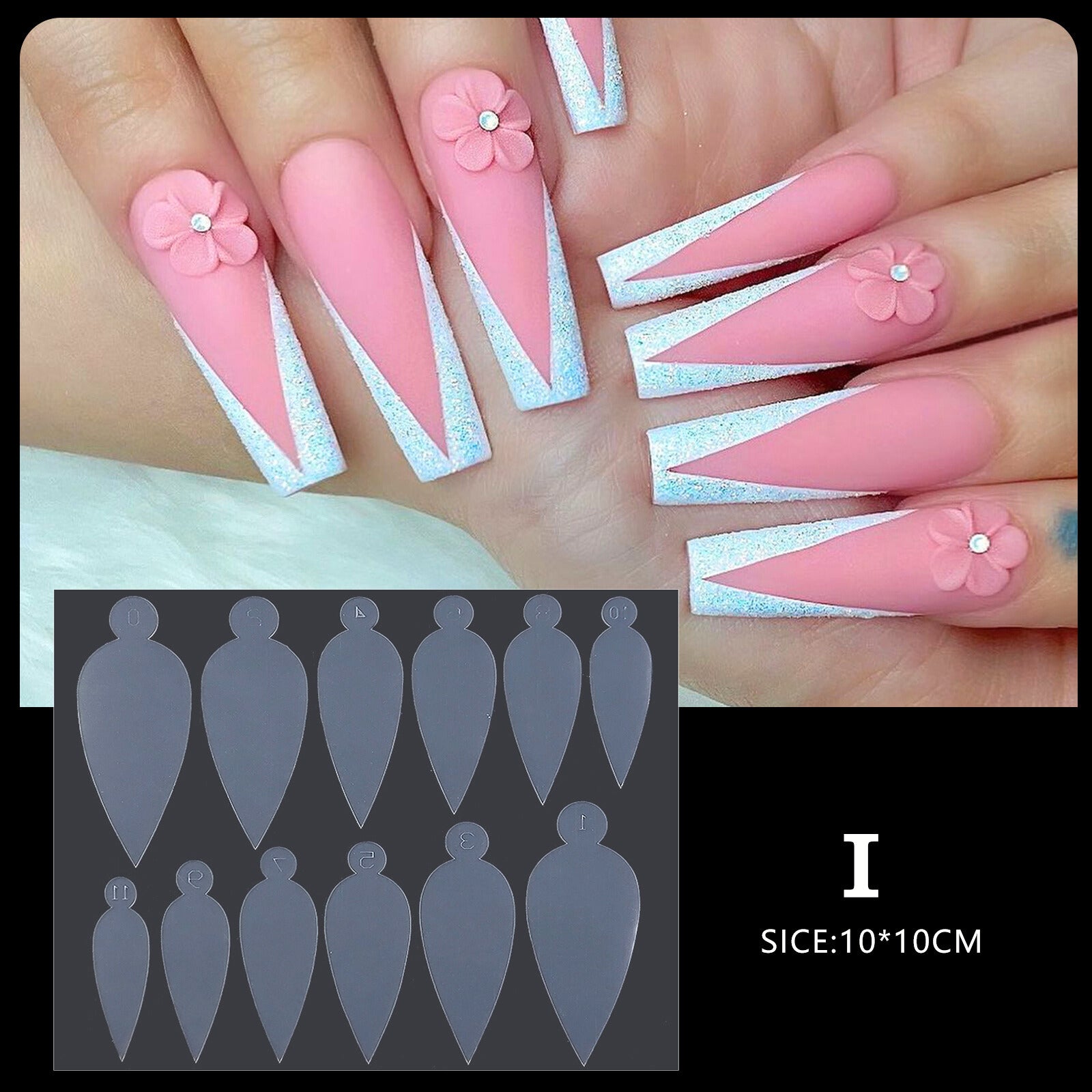 PANSYTRACY Nail Art Crystal Nail Film Molds 12 Pieces - Pansytracy