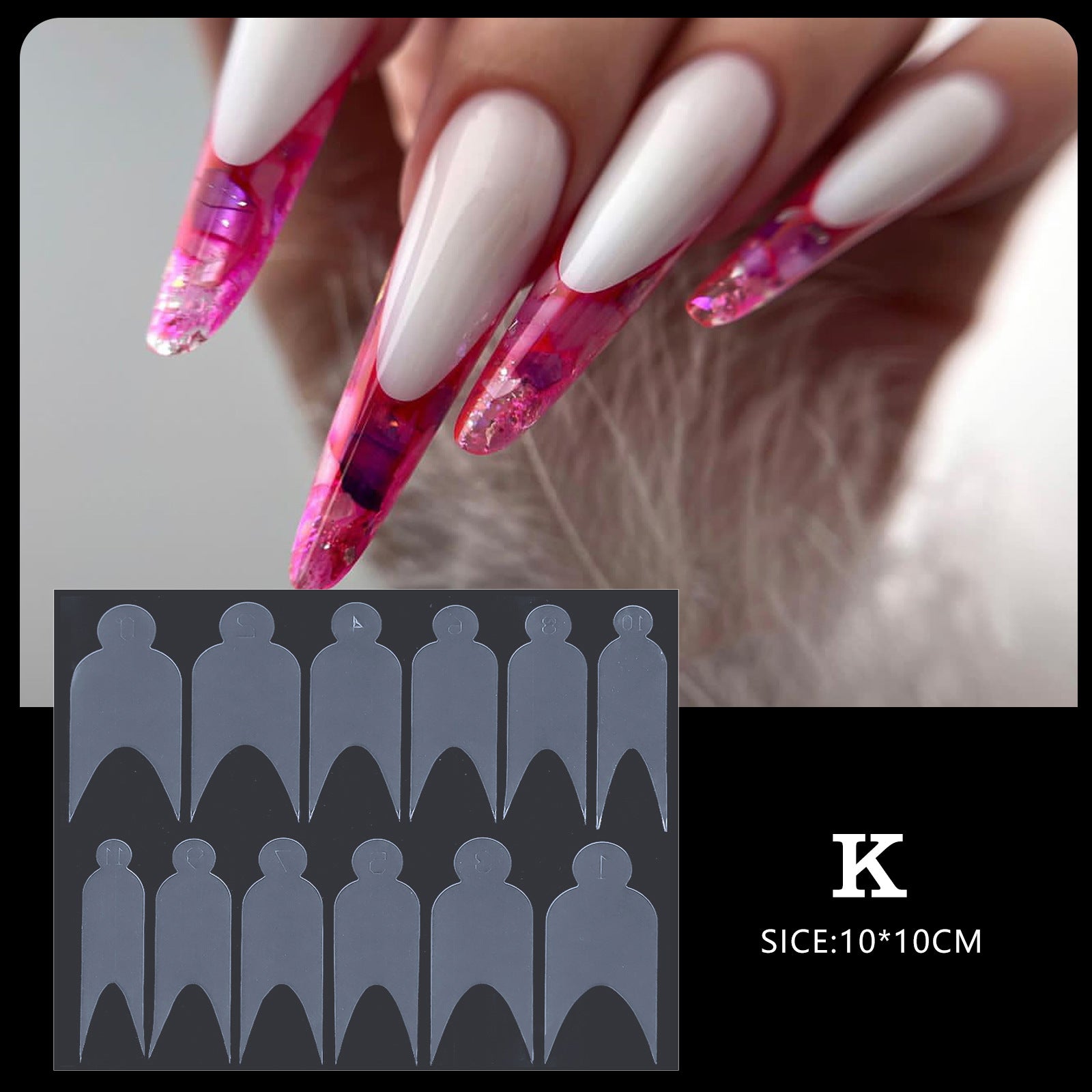 PANSYTRACY Nail Art Crystal Nail Film Molds 12 Pieces - Pansytracy