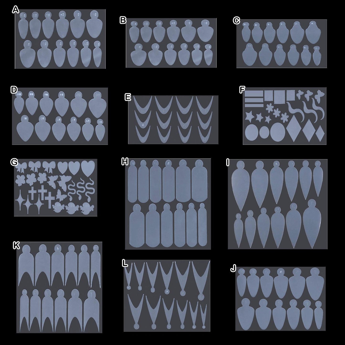 PANSYTRACY Nail Art Crystal Nail Film Molds 12 Pieces - Pansytracy