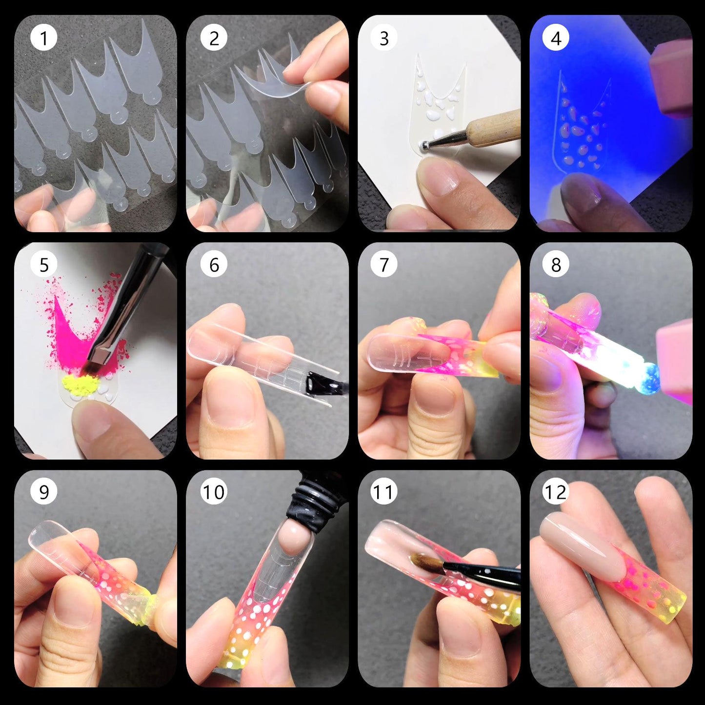 PANSYTRACY Nail Art Crystal Nail Film Molds 12 Pieces - Pansytracy