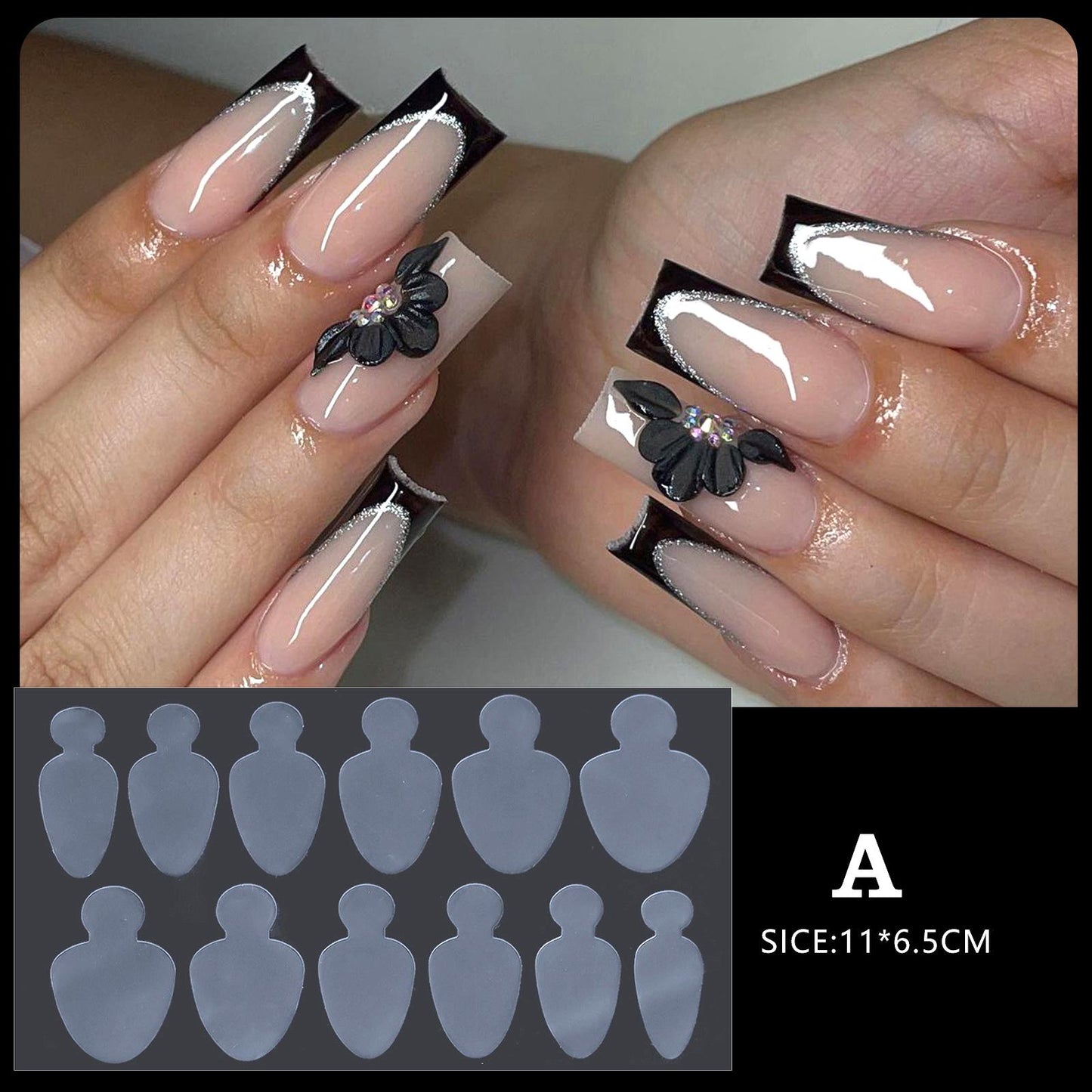PANSYTRACY Nail Art Crystal Nail Film Molds 12 Pieces - Pansytracy