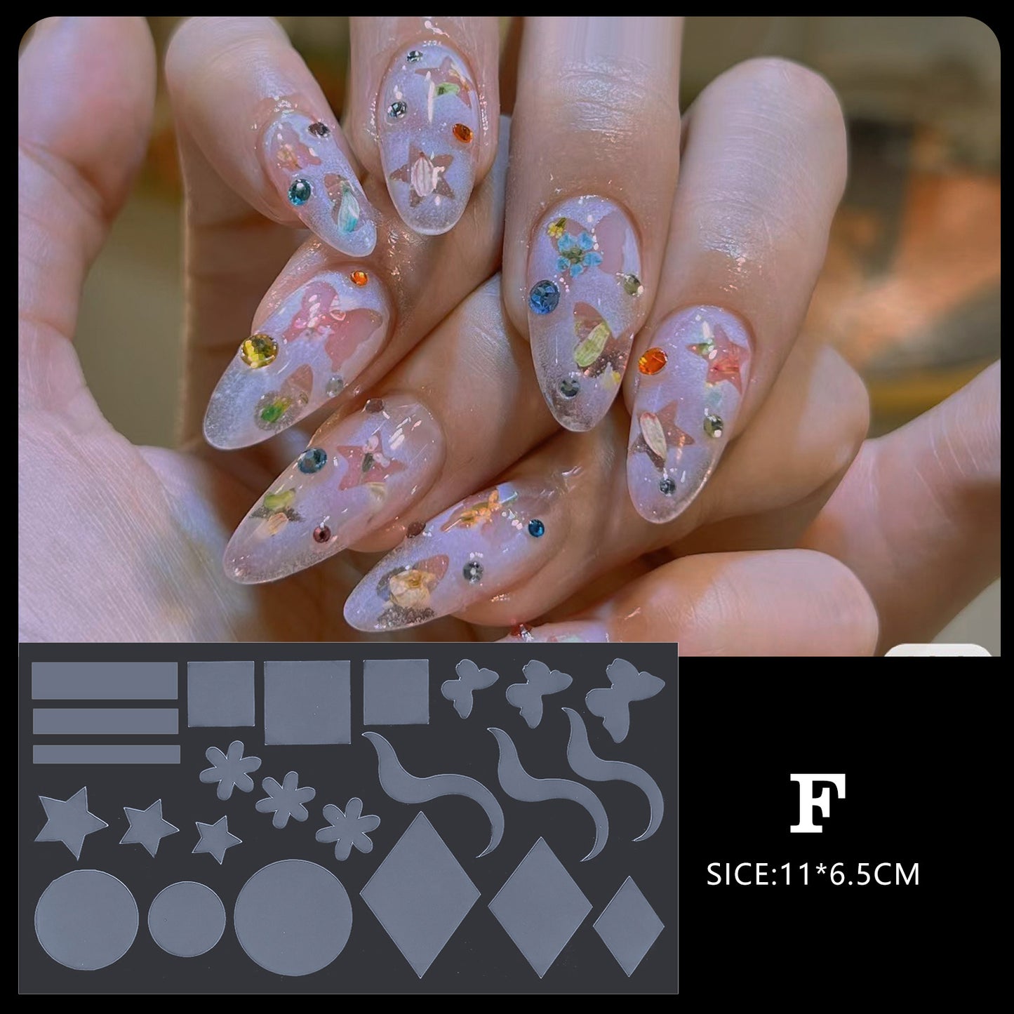 PANSYTRACY Nail Art Crystal Nail Film Molds 12 Pieces - Pansytracy