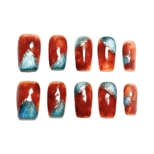 PANSYTRACY Premium Feeling Handmade Wearable Nails Medium Length Short Ladder - Pansytracy