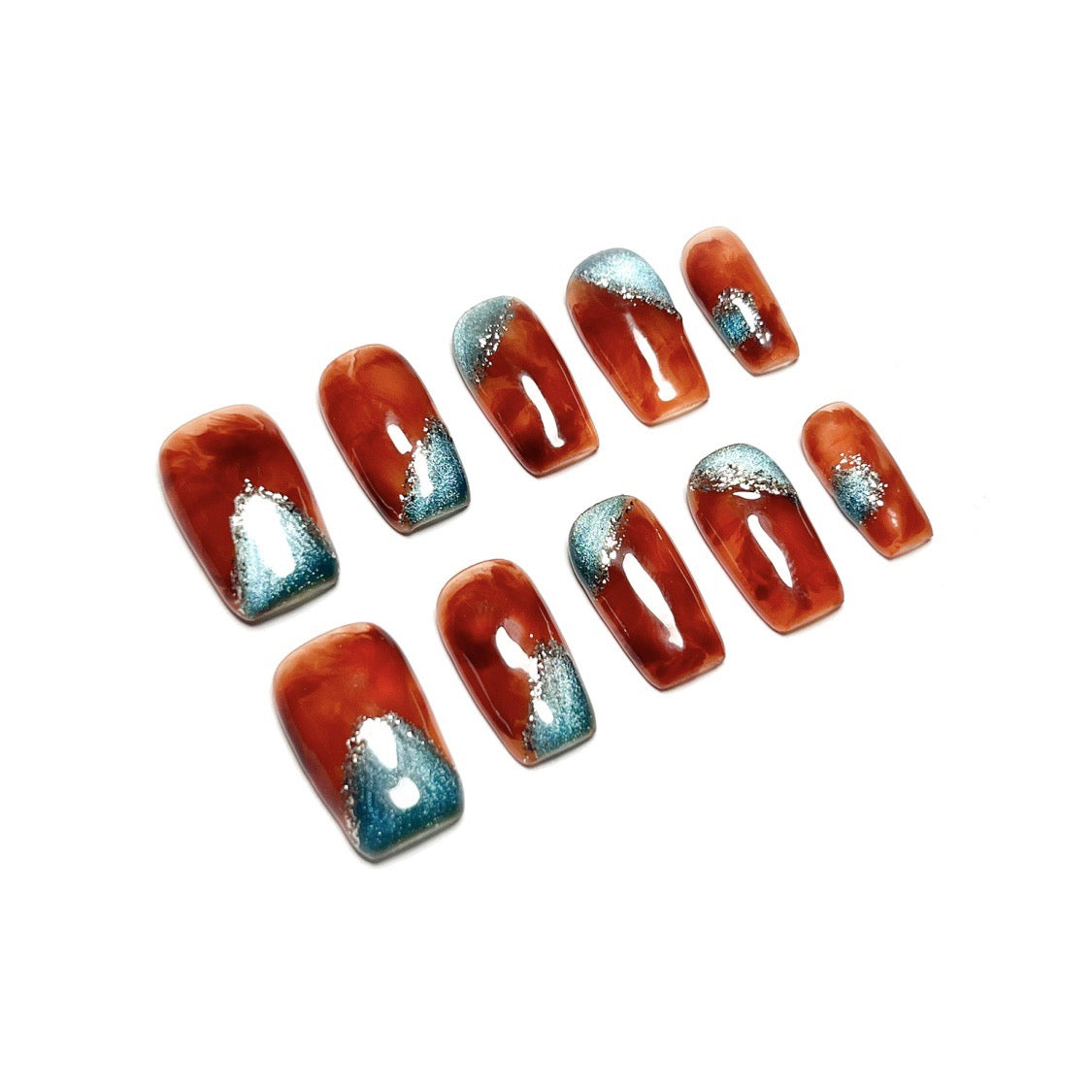 PANSYTRACY Premium Feeling Handmade Wearable Nails Medium Length Short Ladder - Pansytracy