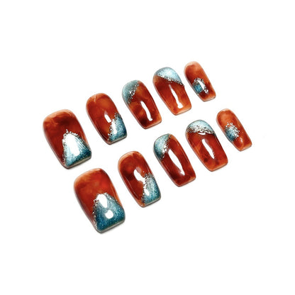 PANSYTRACY Premium Feeling Handmade Wearable Nails Medium Length Short Ladder - Pansytracy