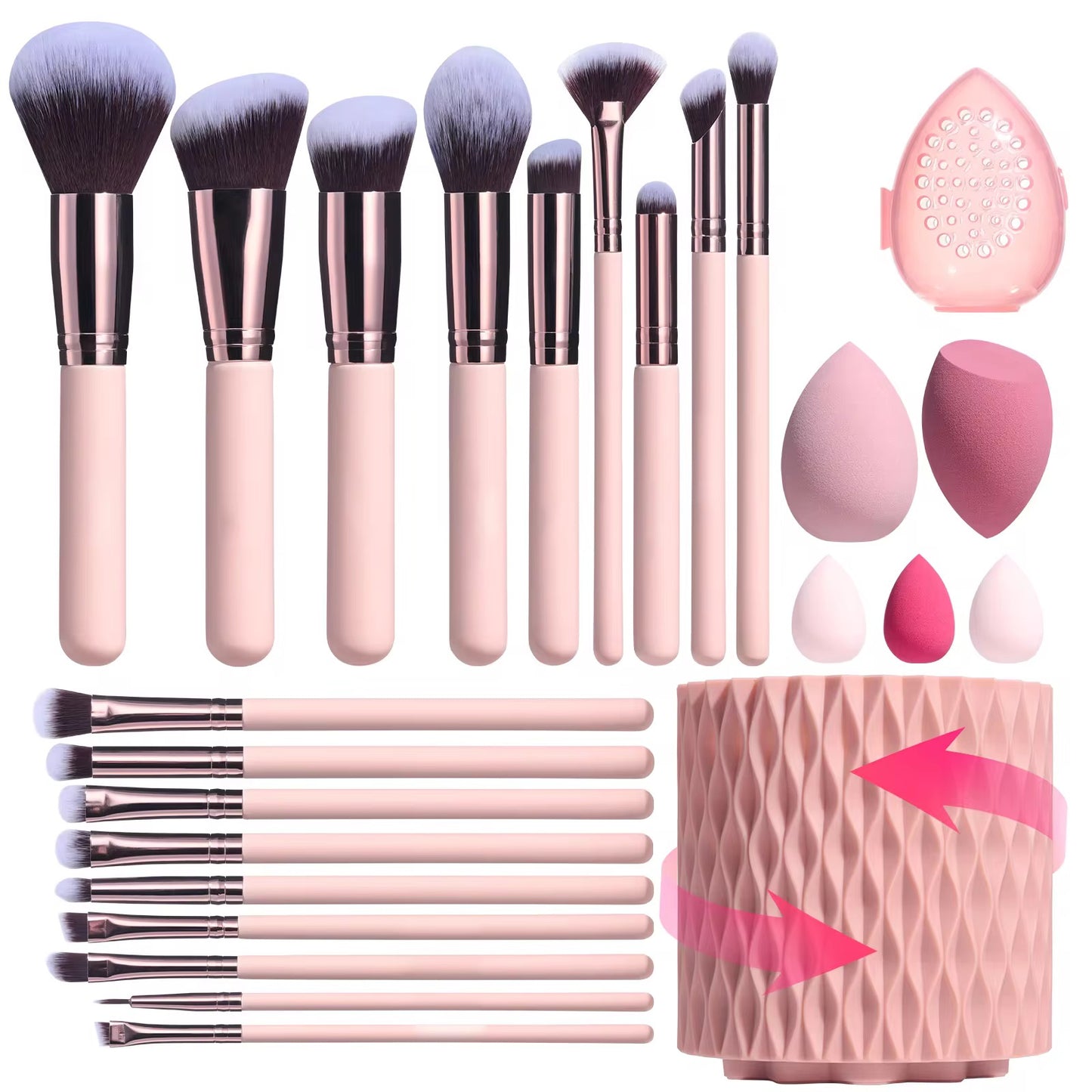 
18Pcs Makeup Brush Set with Barrel-Packed Makeup Brush
