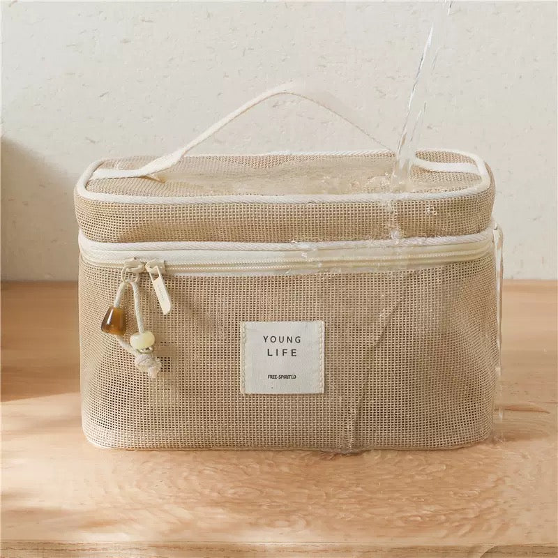 Portable Mesh Makeup Bag Cosmetic Bag