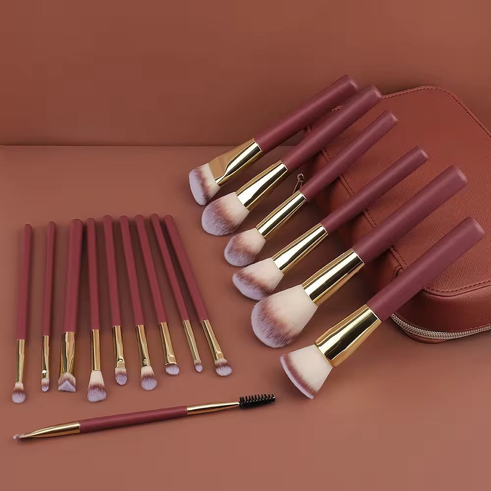 Red 16Pcs Brush Set for Makeup - PANSYTRACY