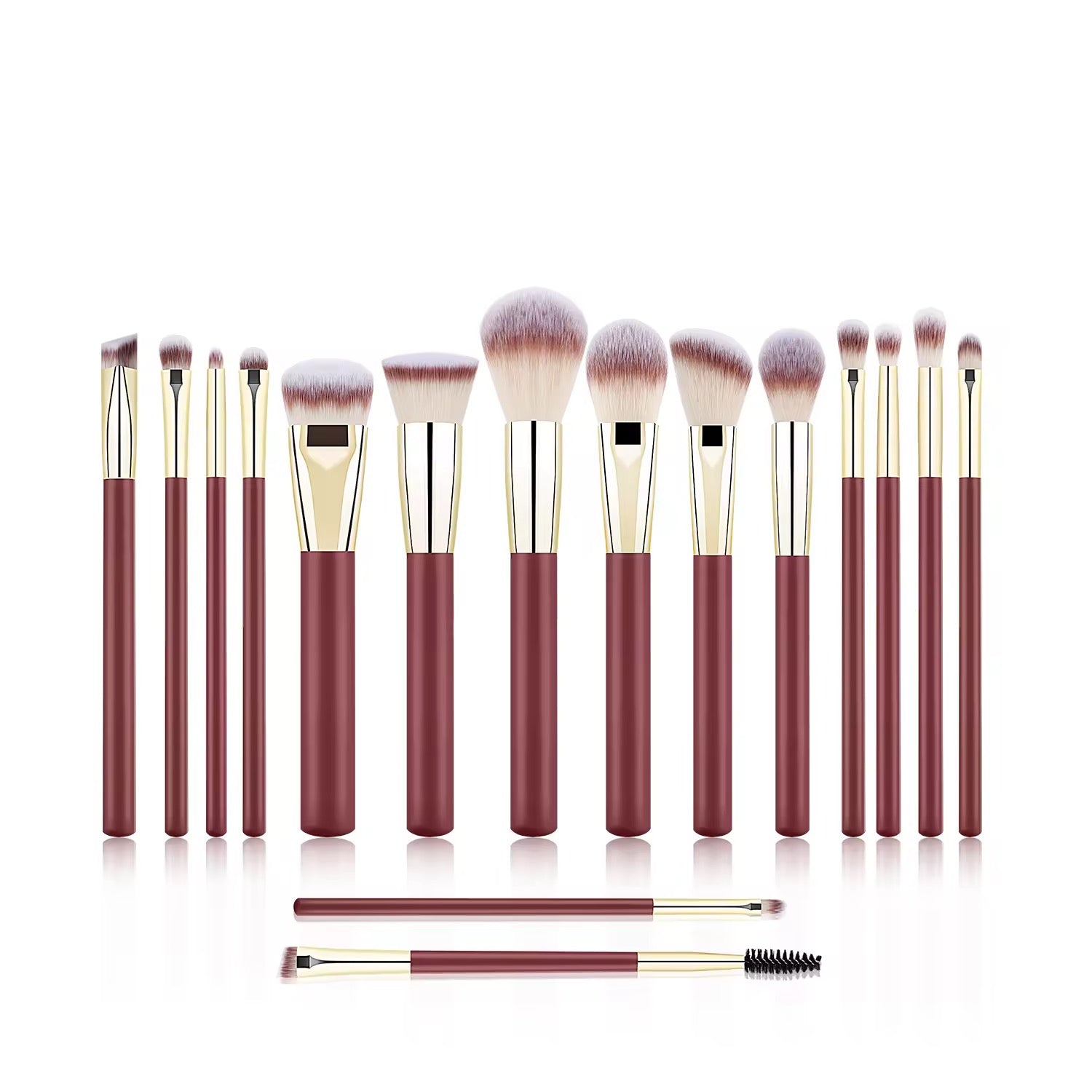 Red 16Pcs Brush Set for Makeup - PANSYTRACY
