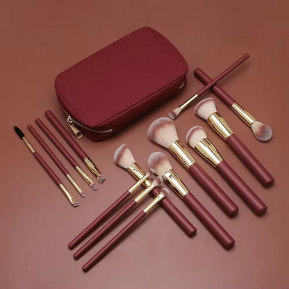 Red 16Pcs Brush Set for Makeup - PANSYTRACY