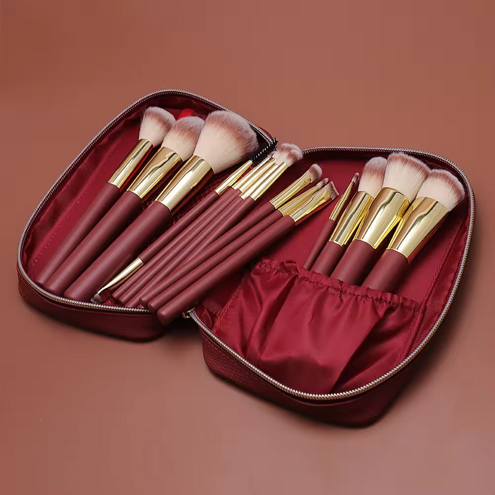 Red 16Pcs Brush Set for Makeup - PANSYTRACY