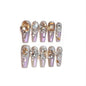 10pcs Handmade Heavy Metal False Nails with Gold Crystal Design Fake Nails - Pansytracy