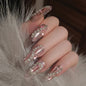 24pcs Handamde Large Crystal False Nails 3D Rhinestone Pearl Decor - Pansytracy