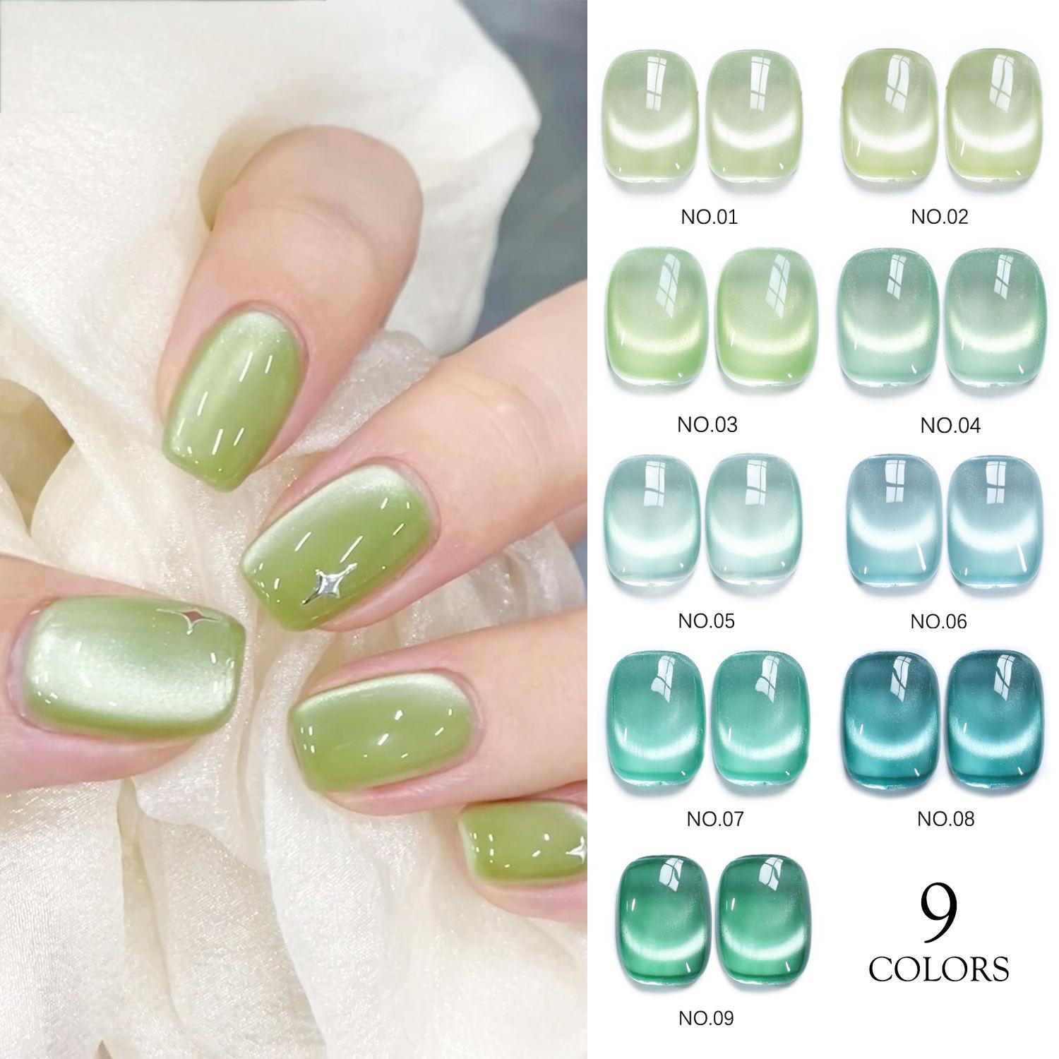 Translucent Light Green Cat Eye Gel 9 Colors - PANSYTRACY